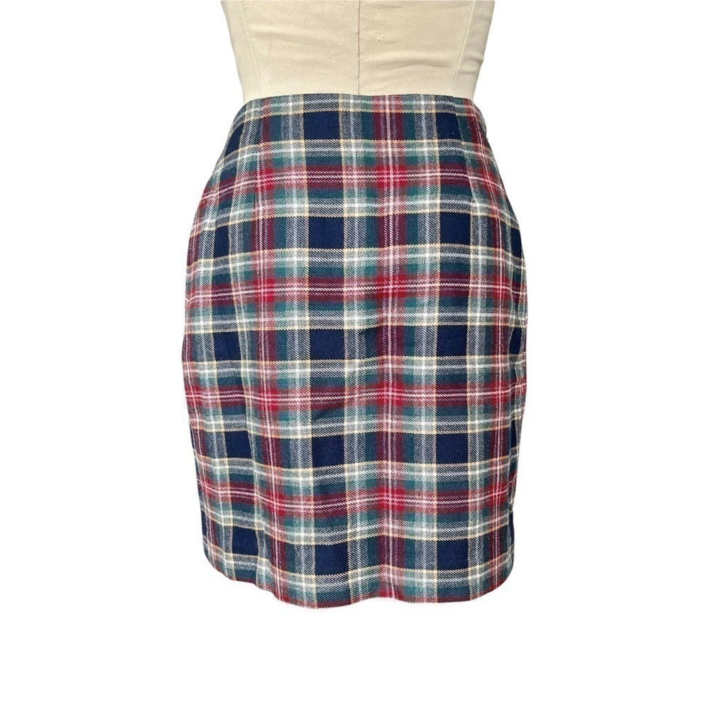 Vintage Plaid Wool Wrap Skirt Fully Lined Knee Length Y2K 90s Dark Academia 8P - Picture 6 of 11